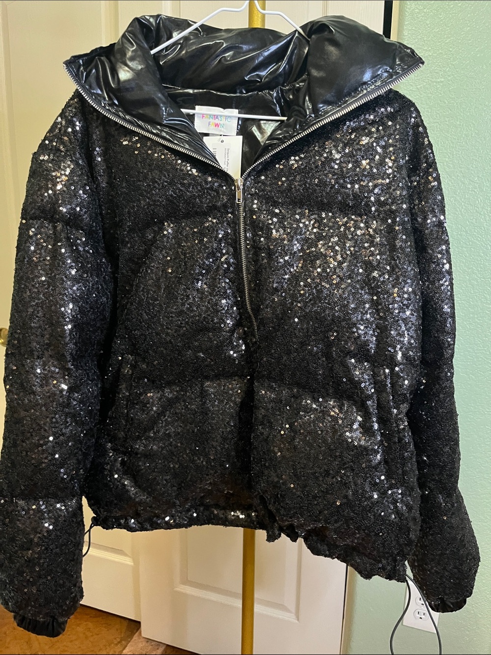 Fantastic Fawn Rainbow Logo Black Jacket NWT Womens Sz Small